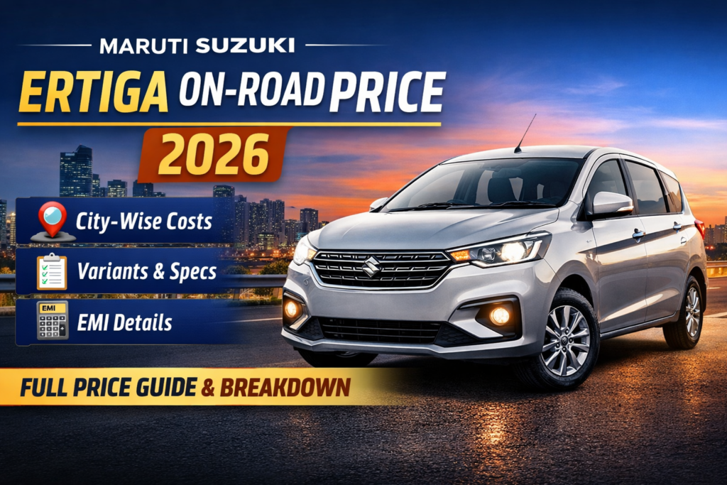 Ertiga Onroad Price in India 2026: Full Price Breakdown, Mileage & Specs