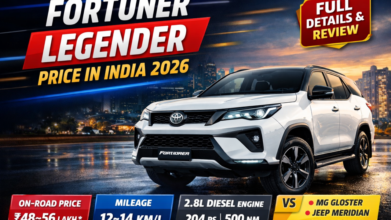 Fortuner Legender Price in India 2026: On Road Price, Variants, Mileage & More