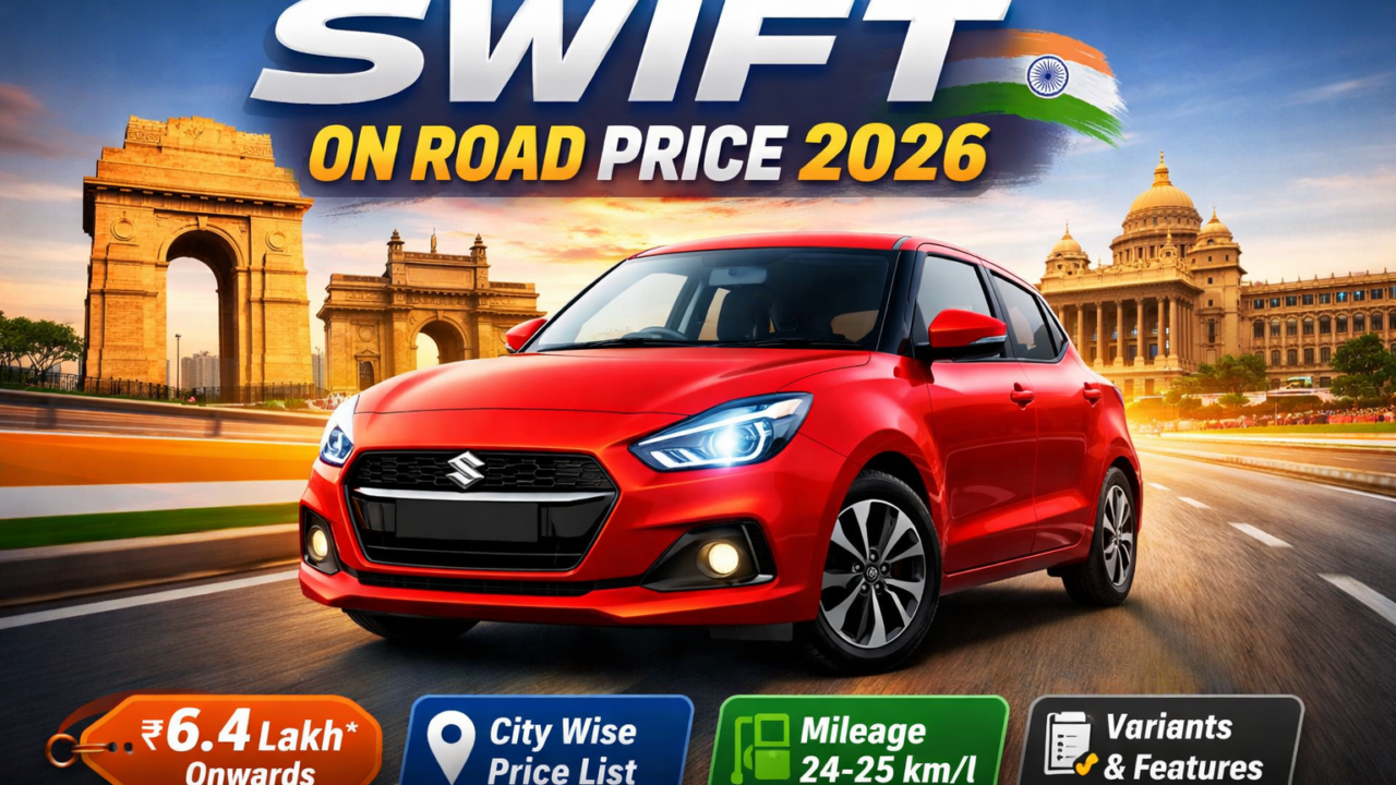 Swifts On Road Price in India 2026: On Road Cost & Variants Explained by City